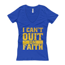 Load image into Gallery viewer, Women's I Can't Quit V-Neck T-shirt - Gold Print
