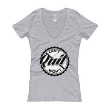 Load image into Gallery viewer, Women's Can't Quit Won't Quit V-Neck T-shirt