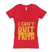 Load image into Gallery viewer, Women's I Can't Quit V-Neck T-shirt - Gold Print